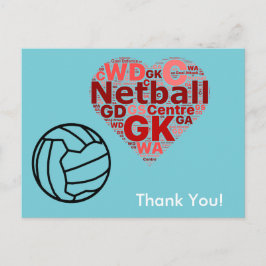 Carte Postale Merci Heart Design Netball