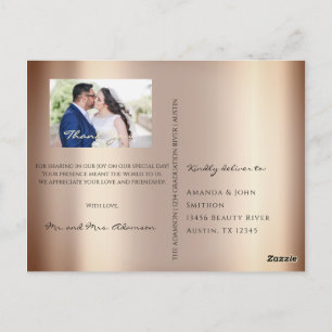 Carte Postale Merci In Love Mariage Photo Gold Script Rose