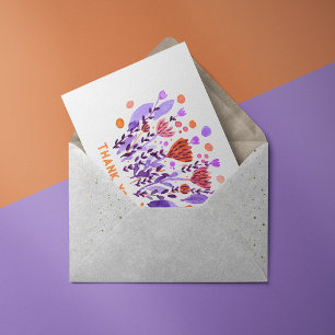Carte Postale Merci jolies fleurs rétro gribouillées