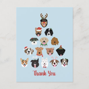 Carte Postale Merci Joyeux Pawlidays Chien arbre de Noël