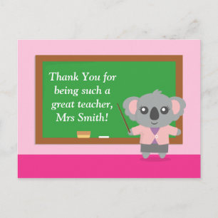 Carte Postale Merci, Koala Bear, Appréciation de l'enseignant