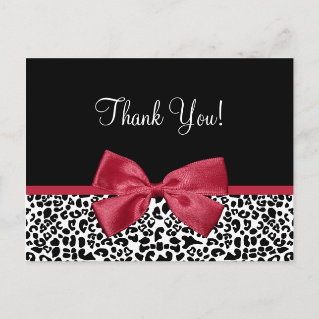 Carte Postale Merci Leopard moderne Samba Red Ribbon (Devant)