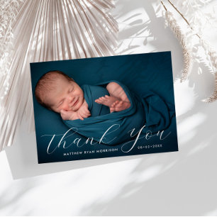 Carte Postale MERCI   lettrage à la main bébé faire-part Postc