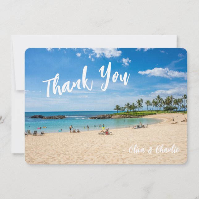 Carte postale Merci lune de miel 5x7, Oahu Ko Olin (Devant)