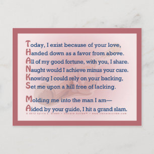 Carte Postale Merci, Ma (Acrostique)