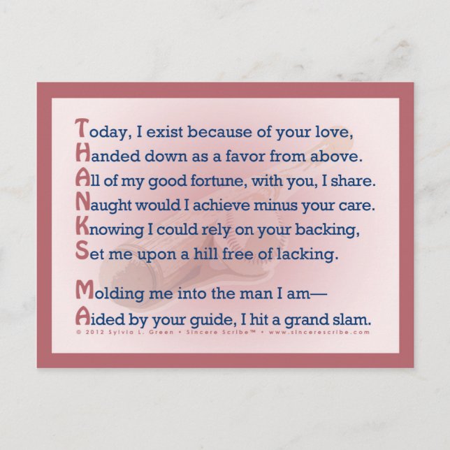 Carte Postale Merci, Ma (Acrostique) (Devant)