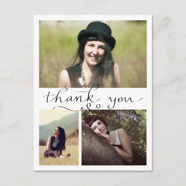 Carte Postale Merci manuscrit Trois Photos de Graduation (Devant)