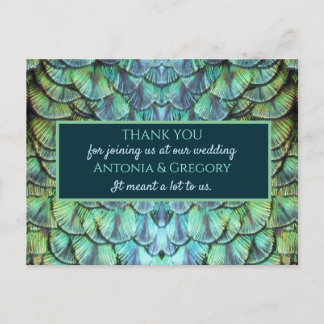 Carte postale Merci Mariage Aqua Vibrant Peacock
