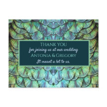 Carte postale Merci Mariage Aqua Vibrant Peacock