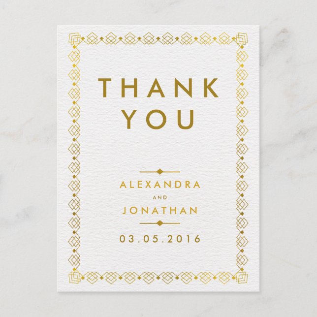 Carte postale Merci Mariage Art déco or (Devant)