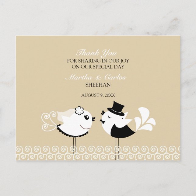 Carte postale Merci Mariage Birds (Devant)