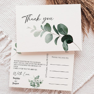 Carte postale Merci Mariage blanc vert moderne