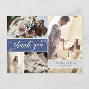 Carte Postale Merci Mariage bleu hiver gelé