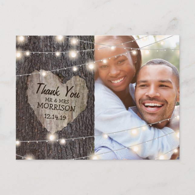 Carte Postale Merci Mariage Carved Heart Tree (Devant)