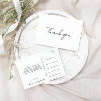 Carte postale Merci Mariage de script moderne blan