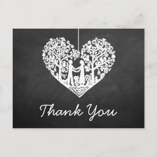 Carte Postale Merci Mariage de tableau de bord du coeur suspendu