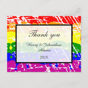 Carte Postale Merci Mariage Gay Rainbow Freedom Fun