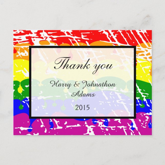 Carte Postale Merci Mariage Gay Rainbow Freedom Fun (Devant)