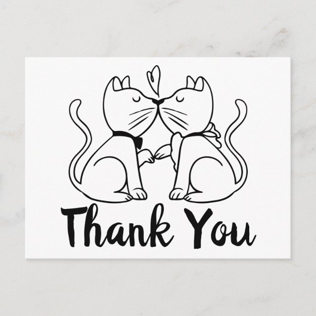 Carte Postale Merci Mariage Kittens noir blanc (Devant)