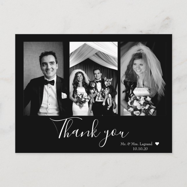 Carte Postale Merci Mariage Lettré Chic Script (Devant)