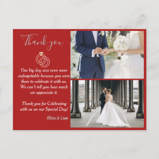 Carte Postale Merci Mariage marron et argent Vector