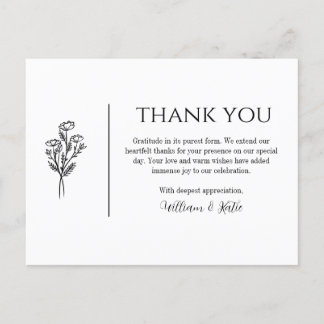 Carte postale Merci - Mariage, minimaliste