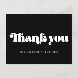 Carte Postale Merci Mariage noir et blanc vintage rétro