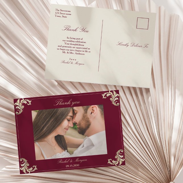 Carte Postale Merci Mariage or baroque Bourgogne (Créateur téléchargé)