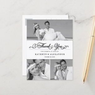 Carte Postale Merci Mariage Photo Bande Et Script À Pistolet