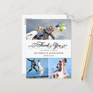 Carte Postale Merci Mariage Photo Bande Et Script À Pistolet