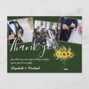 Carte Postale Merci Mariage Photos superposer Texte Fleurs de so