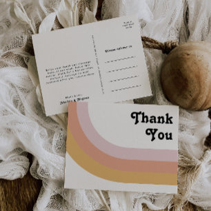 Carte Postale Merci Mariage Rainbow des années 70