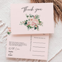 Carte postale Merci Mariage rose flou
