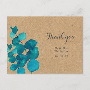 Carte Postale Merci Mariage rustique Eucalyptus Woodland