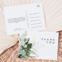 Carte postale Merci Mariage vert et feuille d'or