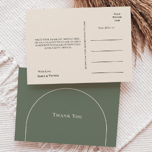 Carte Postale Merci Mariage vert simple Boho Arch Sage