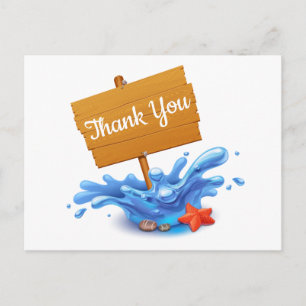 Carte Postale Merci marin Vagues océaniques Mariage d'été bleu