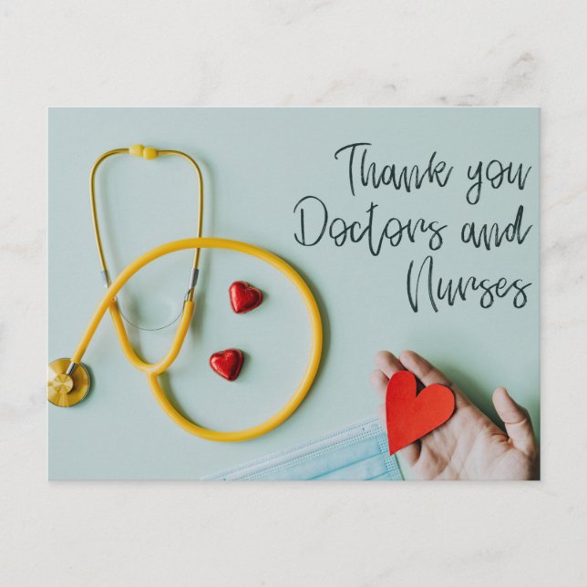 Carte Postale merci médecin et infirmière (Devant)