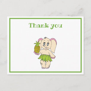 Carte Postale Merci Menthe Floral Ananas Et Éléphant