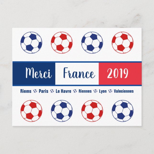 Carte Postale Merci Merci France Bals de football féminin Social (Devant)