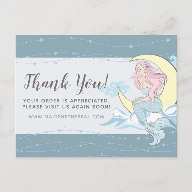 Carte Postale Merci Mermaid Lune & Étoiles Mystical Boutique (Devant)