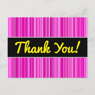 Carte Postale Merci + Mince Magenta et Motif de rayures roses