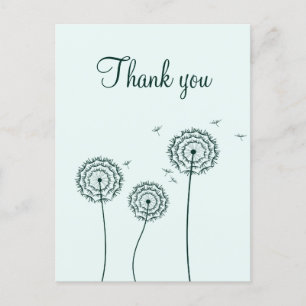 Carte Postale Merci minimaliste vert blanc Dandelion