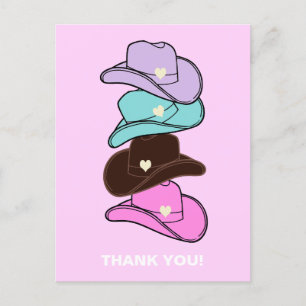 Carte Postale Merci Modern Cowboy Chapeau Pile Rose 