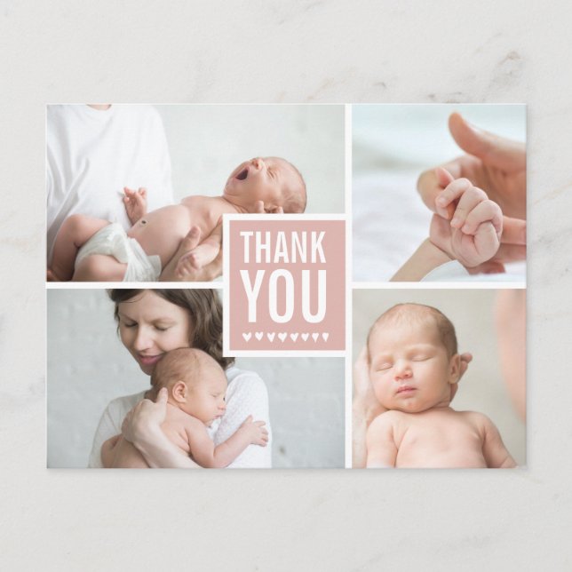 Carte Postale Merci moderne et photos de Faire-part de naissance (Devant)