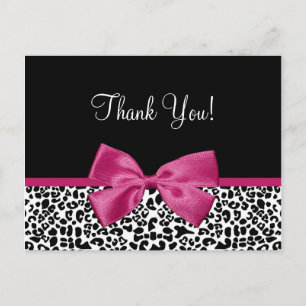 Carte Postale Merci moderne Leopard Vivacid Ruban rose