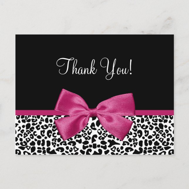 Carte Postale Merci moderne Leopard Vivacid Ruban rose (Devant)