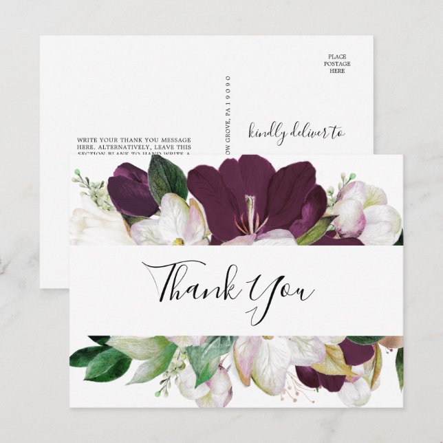 Carte postale Merci Moody Purple Blooms (Devant / Derrière)
