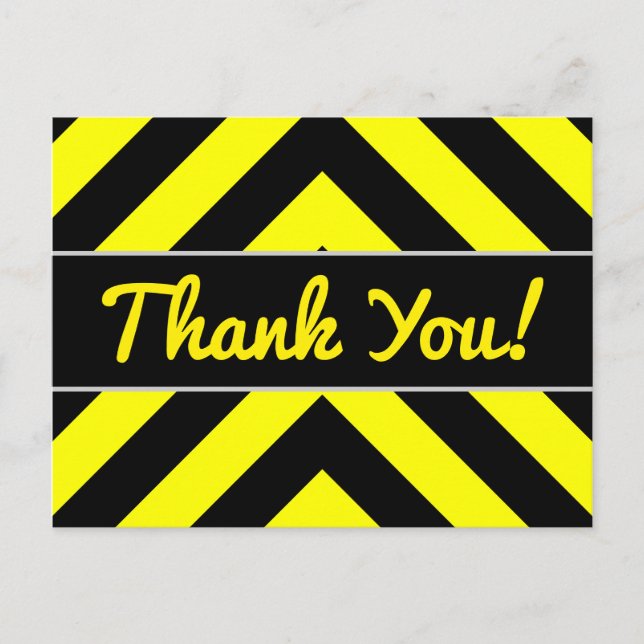 Carte Postale "Merci !" + Motif en chevron noir et jaune (Devant)