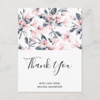 Merci Motif rose et gris en aquarelle